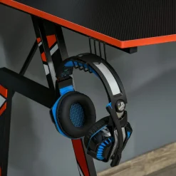 Escritorio gaming Homcom con soporte + gancho + portavasos negro 94,5x120x60 cm