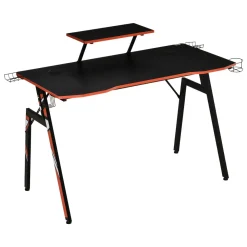 Escritorio gaming Homcom con soporte + gancho + portavasos negro 94,5x120x60 cm