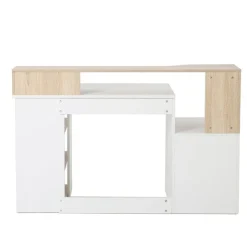 Escritorio Homcom cajones+estantes roble/blanco 92x137x55 cm