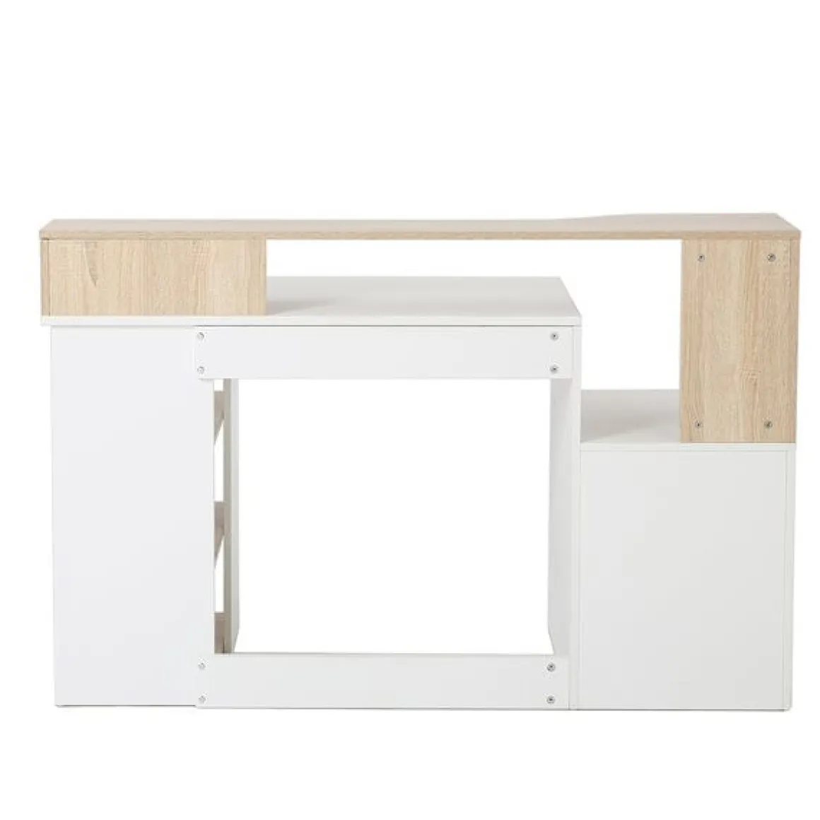 Escritorio Homcom cajones+estantes roble/blanco 92x137x55 cm