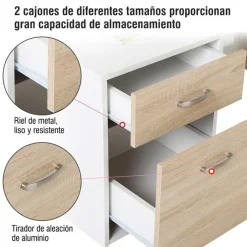 Escritorio Homcom cajones+estantes roble/blanco 92x137x55 cm