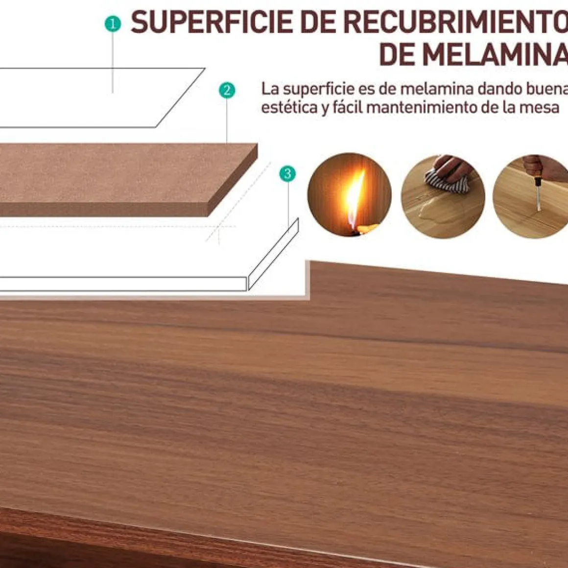 Escritorio Homcom con estante superior nogal 85x84x45 cm
