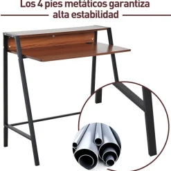 Escritorio Homcom con estante superior nogal 85x84x45 cm