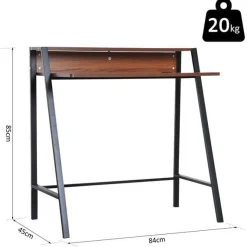 Escritorio Homcom con estante superior nogal 85x84x45 cm