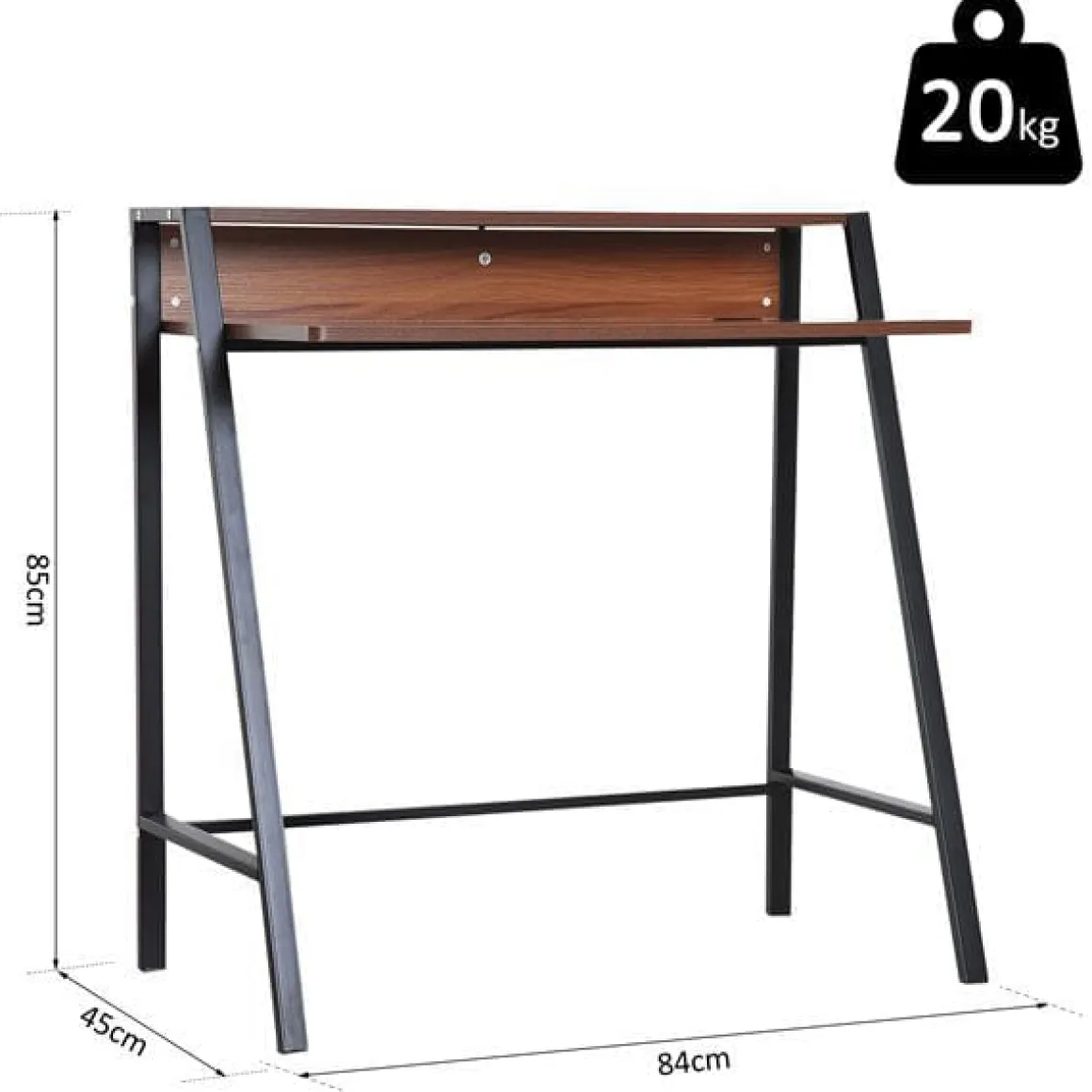 Escritorio Homcom con estante superior nogal 85x84x45 cm