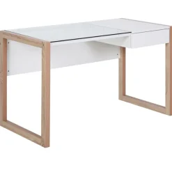 Escritorio Homcom con tablero de vidrio templado blanco/natural 75x120x60 cm