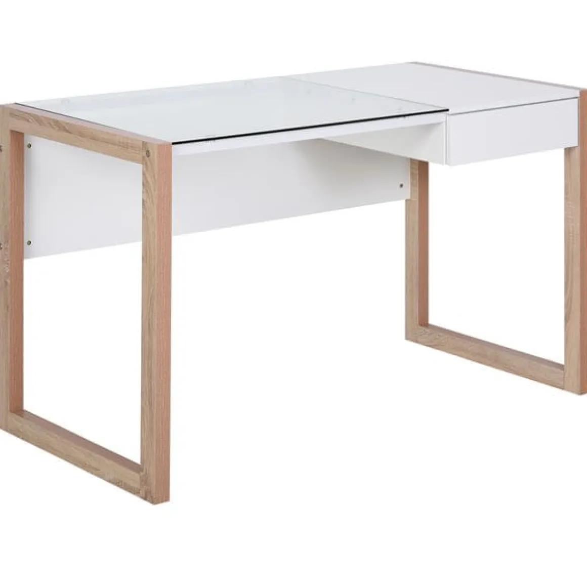Escritorio Homcom con tablero de vidrio templado blanco/natural 75x120x60 cm