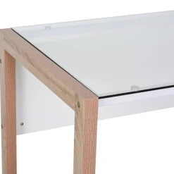 Escritorio Homcom con tablero de vidrio templado blanco/natural 75x120x60 cm