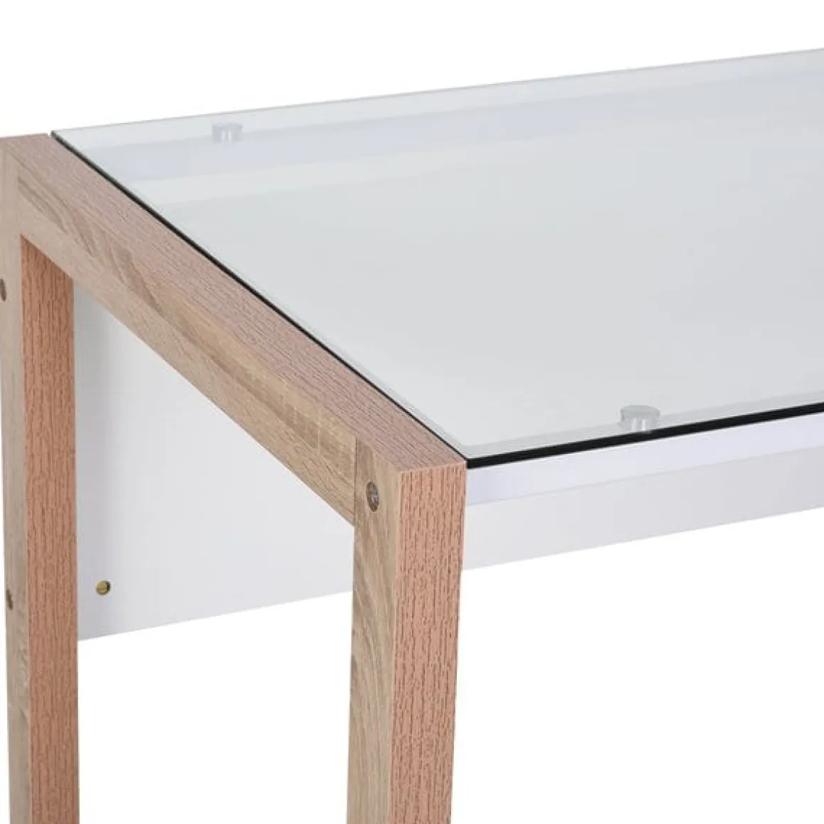 Escritorio Homcom con tablero de vidrio templado blanco/natural 75x120x60 cm