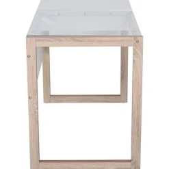 Escritorio Homcom con tablero de vidrio templado blanco/natural 75x120x60 cm