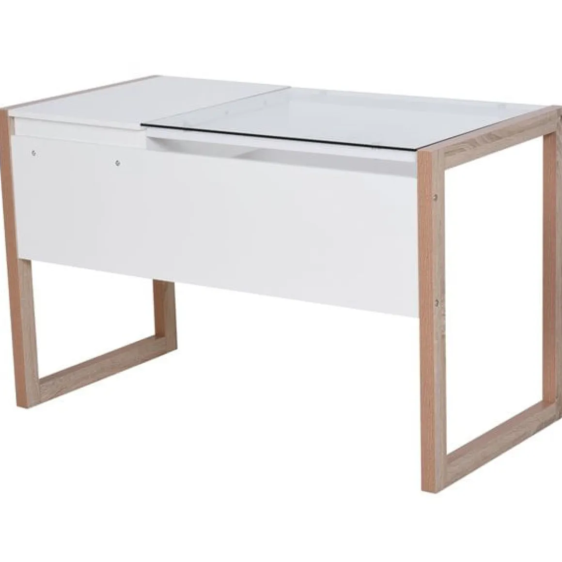Escritorio Homcom con tablero de vidrio templado blanco/natural 75x120x60 cm