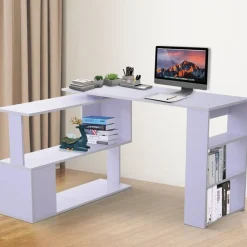 Escritorio Homcom giratorio 360º con estantes blanco