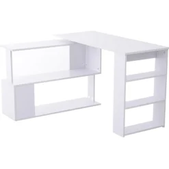 Escritorio Homcom giratorio 360º con estantes blanco