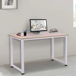 Escritorio Homcom pies ajustable roble/blanco 76x120x60 cm