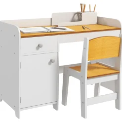 Escritorio infantil Miel Zonekiz silla + cajón + puerta blanco/amarillo