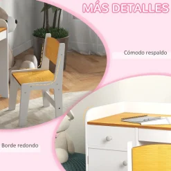 Escritorio infantil Miel Zonekiz silla + cajón + puerta blanco/amarillo