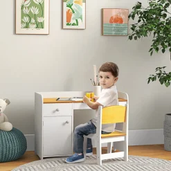 Escritorio infantil Miel Zonekiz silla + cajón + puerta blanco/amarillo