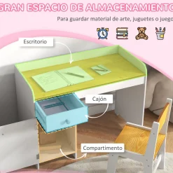 Escritorio infantil Miel Zonekiz silla + cajón + puerta blanco/amarillo