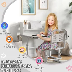 Escritorio infantil Robby Zonekiz 1 cajón + estantes + silla +6-12A