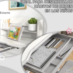 Escritorio infantil Robby Zonekiz 1 cajón + estantes + silla +6-12A