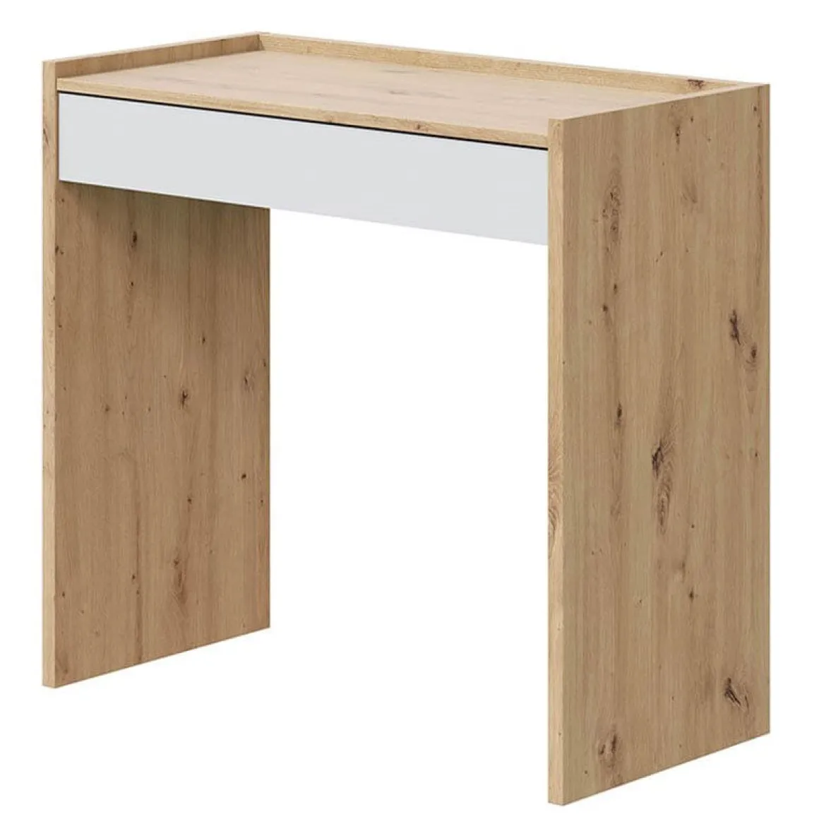 Escritorio juvenil Junior con cajón roble nodi/blanco artik 77x81,5x40 cm