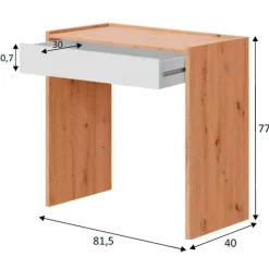 Escritorio juvenil Junior con cajón roble nodi/blanco artik 77x81,5x40 cm