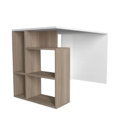 Escritorio Labran con estantería lateral blanco/natural 73x120x60 cm