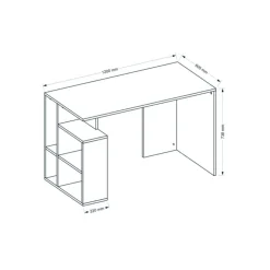 Escritorio Labran con estantería lateral blanco/natural 73x120x60 cm