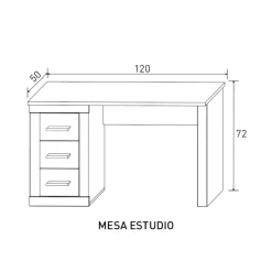 Escritorio Lara 3 cajones cambria/grafito 72x120x50 cm
