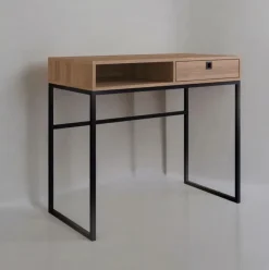Escritorio León cajón + compartimento natural/negro 75x90x45 cm