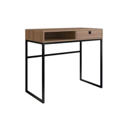Escritorio León cajón + compartimento natural/negro 75x90x45 cm