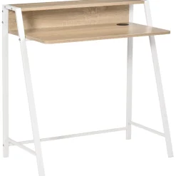 Escritorio Lirio Homcom con orificio para cables roble 85x84x45 cm