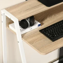 Escritorio Lirio Homcom con orificio para cables roble 85x84x45 cm