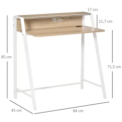 Escritorio Lirio Homcom con orificio para cables roble 85x84x45 cm