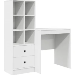 Escritorio Madeira 6 compartimentos y 2 cajones blanco 76x70x50 cm