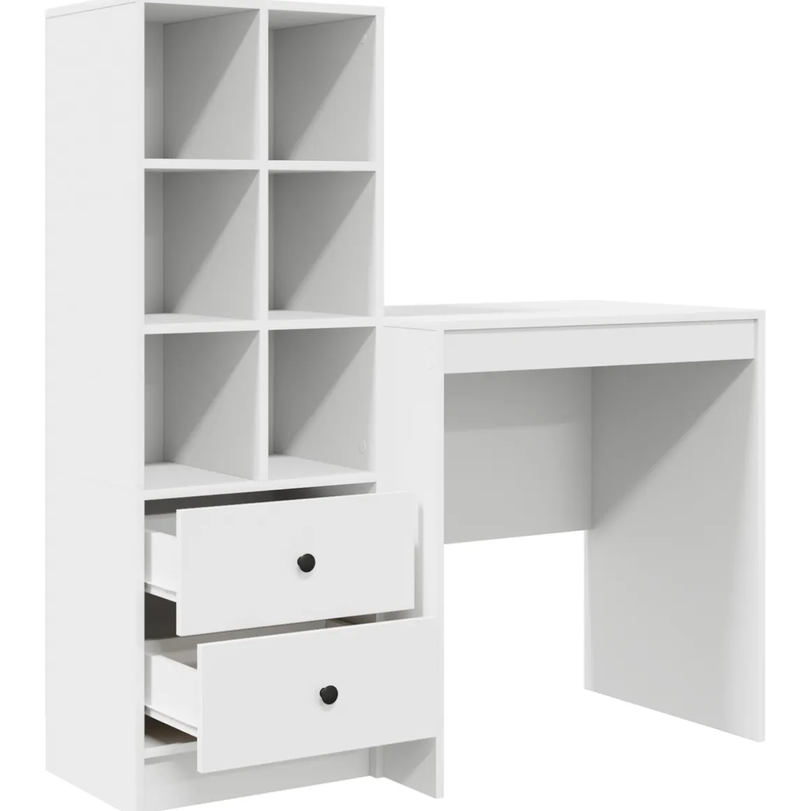 Escritorio Madeira 6 compartimentos y 2 cajones blanco 76x70x50 cm
