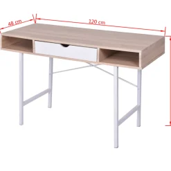Escritorio Must cajón + 2 compartimentos roble/blanco 77x120x48 cm