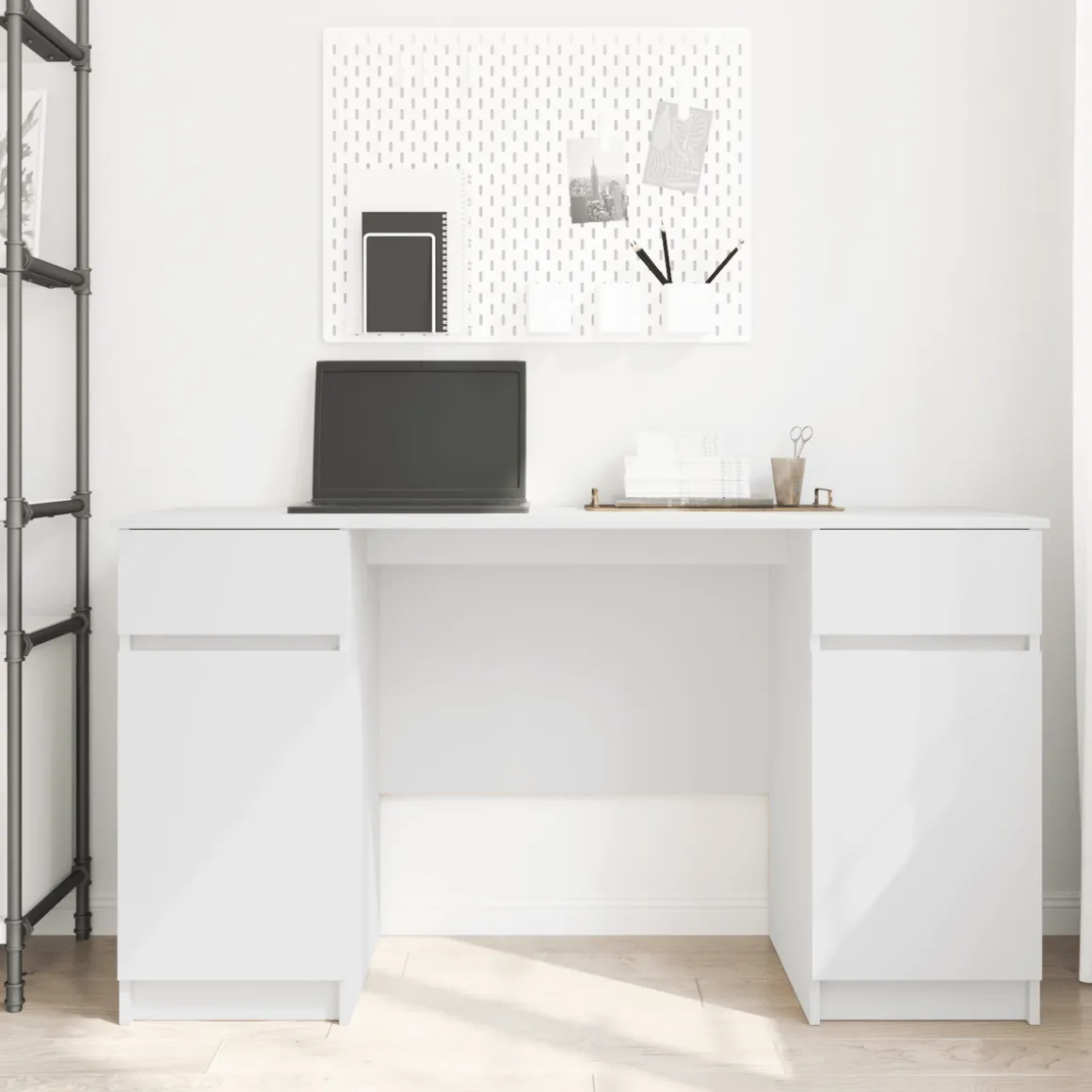 Escritorio Rhima 2 cajones y 2 puertas blanco 76x140x49 cm