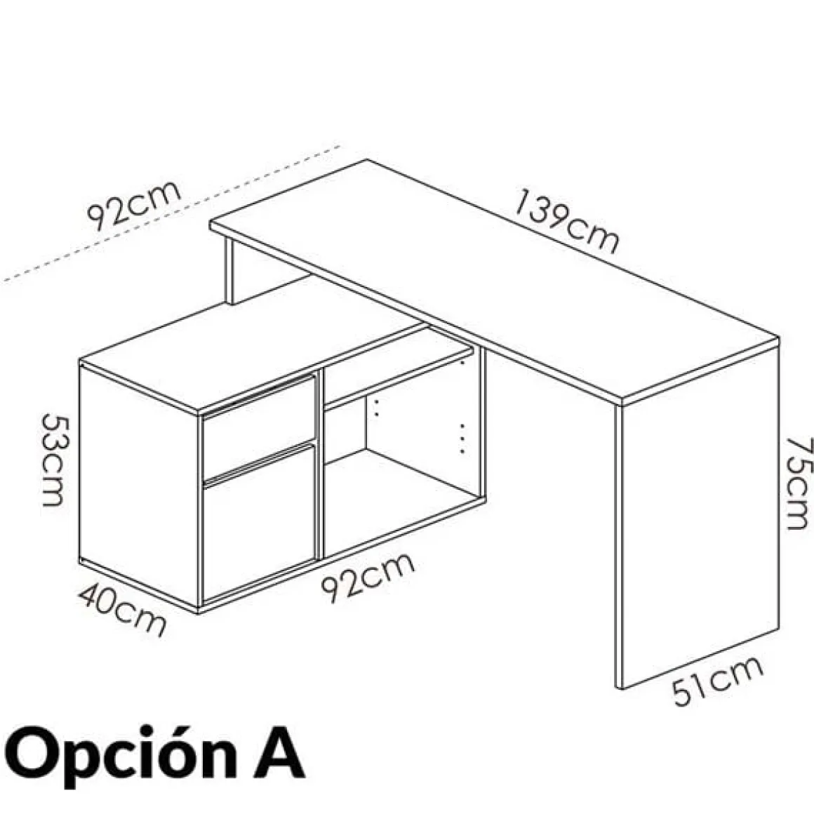 Escritorio Rox 2 opciones de montaje