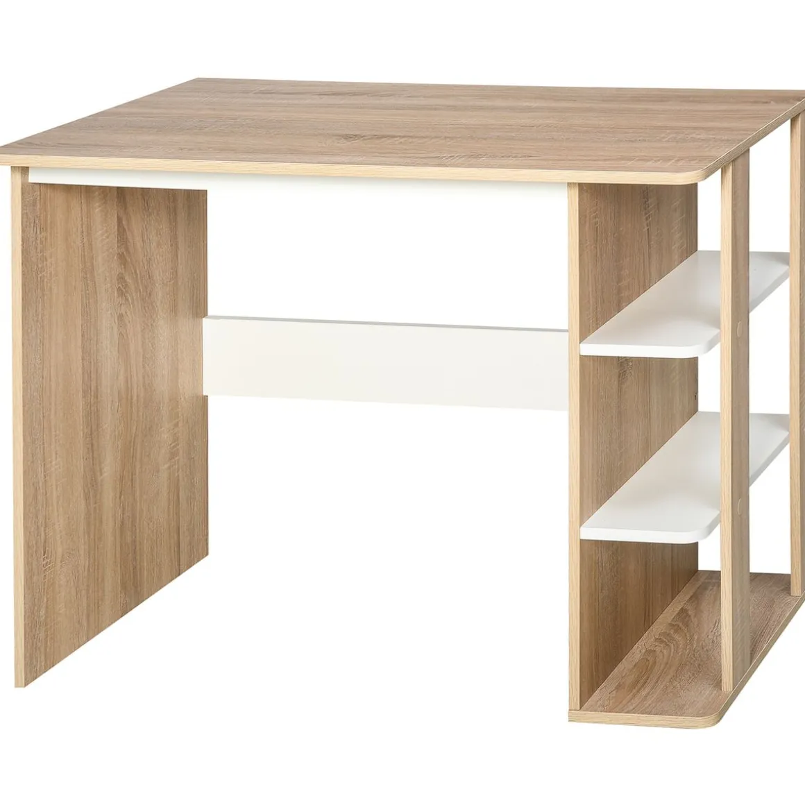 Escritorio Tadeo Homcom 3 estantes laterales blanco/madera 74x100x55 cm