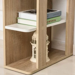 Escritorio Tadeo Homcom 3 estantes laterales blanco/madera 74x100x55 cm