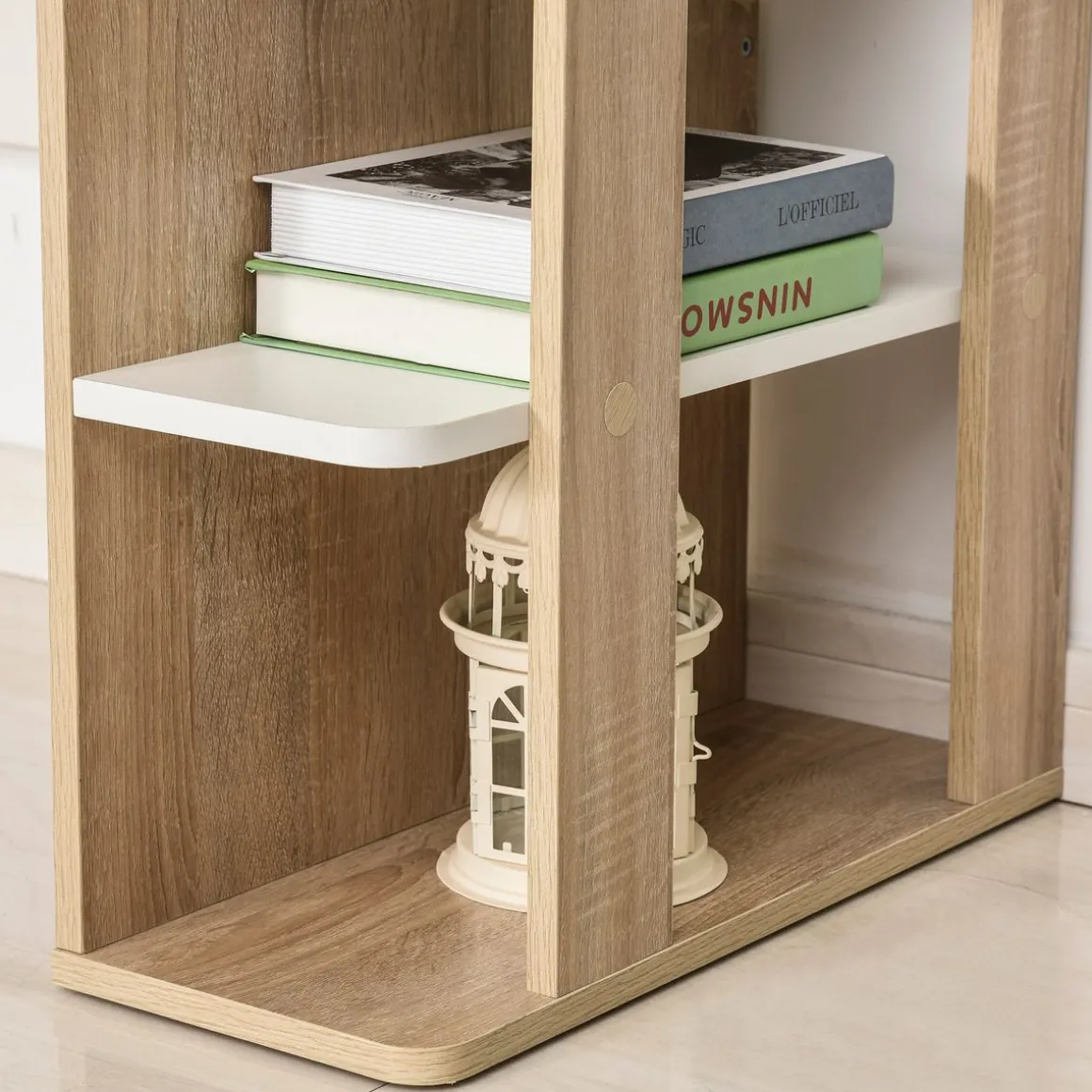 Escritorio Tadeo Homcom 3 estantes laterales blanco/madera 74x100x55 cm