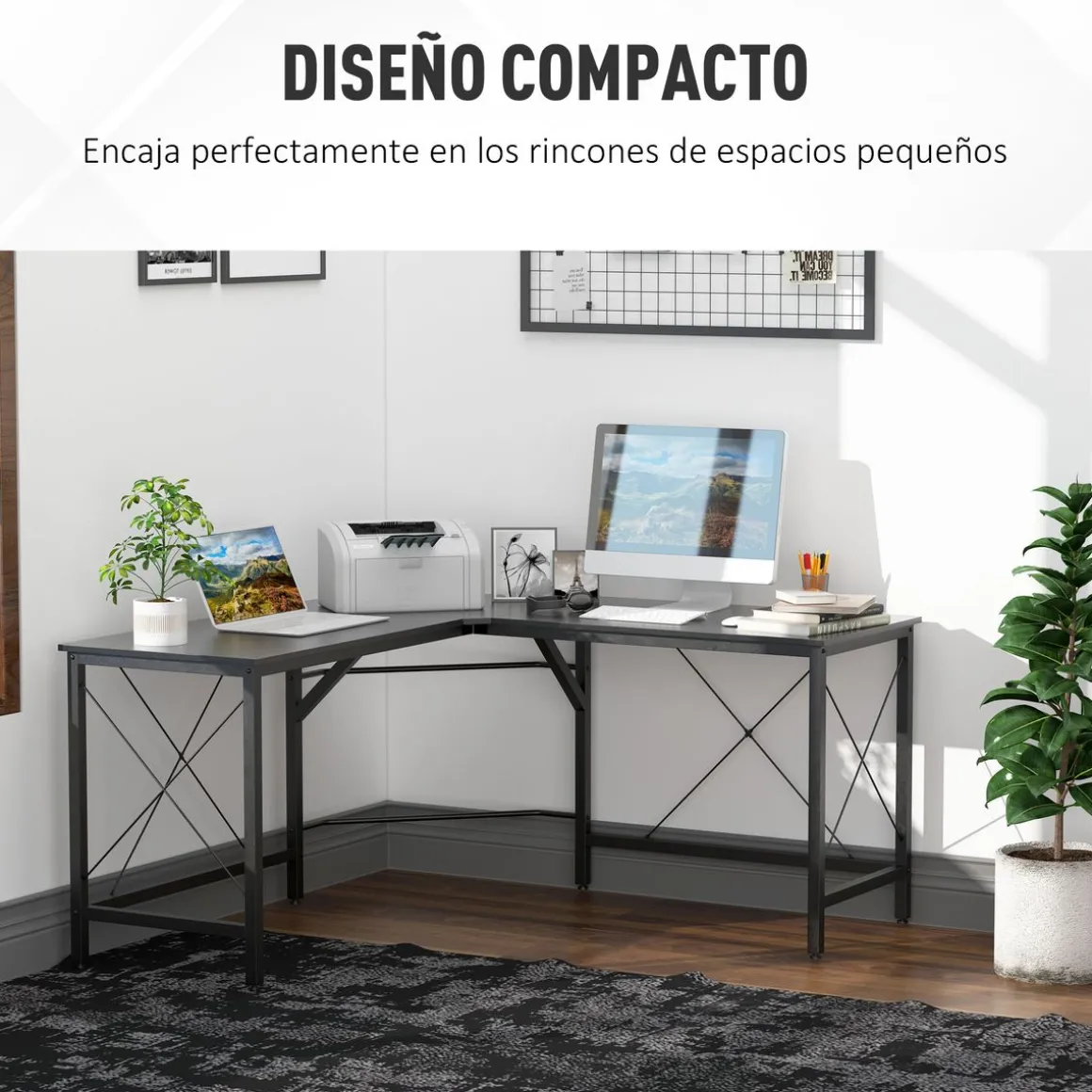 Escritorio Tamu Homcom esquinero 76x150x150 cm