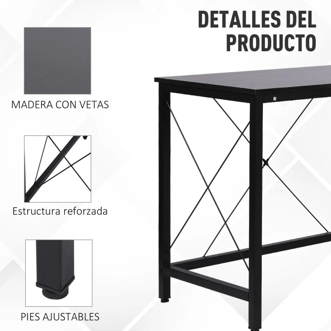 Escritorio Tamu Homcom esquinero 76x150x150 cm