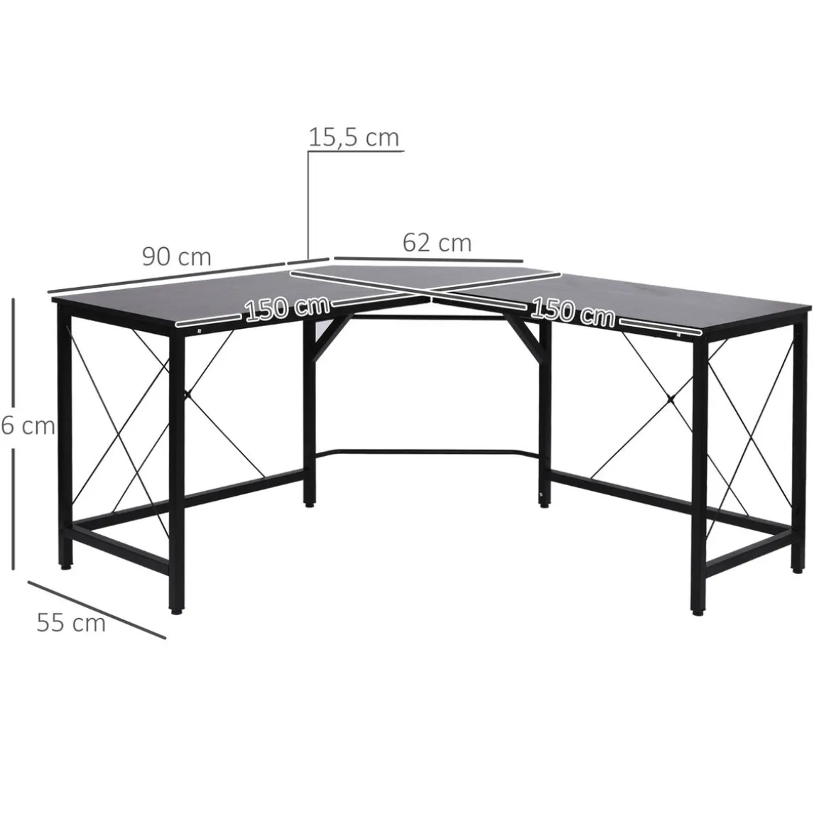 Escritorio Tamu Homcom esquinero 76x150x150 cm
