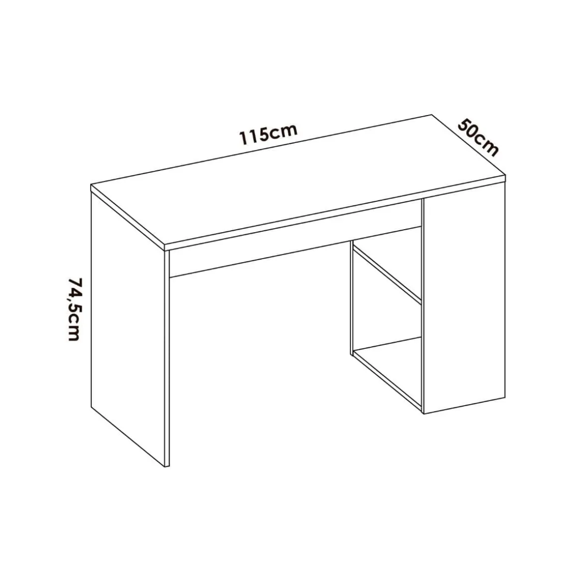 Escritorio Teo con estante + 1 cajón 74,5x115x50 cm