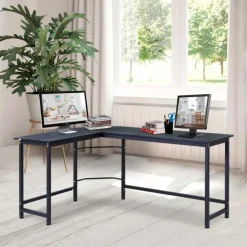 Escritorio Vinsetto forma L esquinero negro 75x168x120 cm