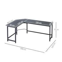 Escritorio Vinsetto forma L esquinero negro 75x168x120 cm