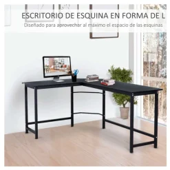 Escritorio Vinsetto forma L esquinero negro 75x168x120 cm