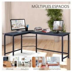 Escritorio Vinsetto forma L esquinero negro 75x168x120 cm